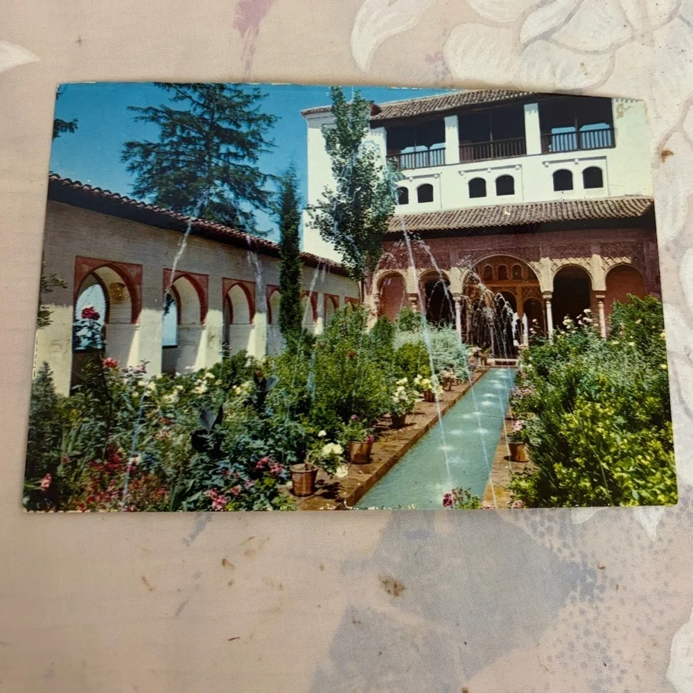Vintage Spanish Courtyard Postcard